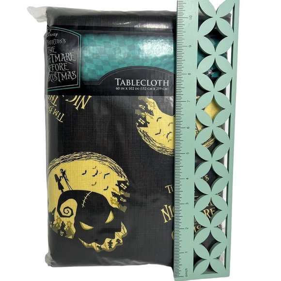 Disney Nightmare Before Christmas Tablecloth 60"X102" Oogie Boogie Black Yellow - Picture 8 of 12
